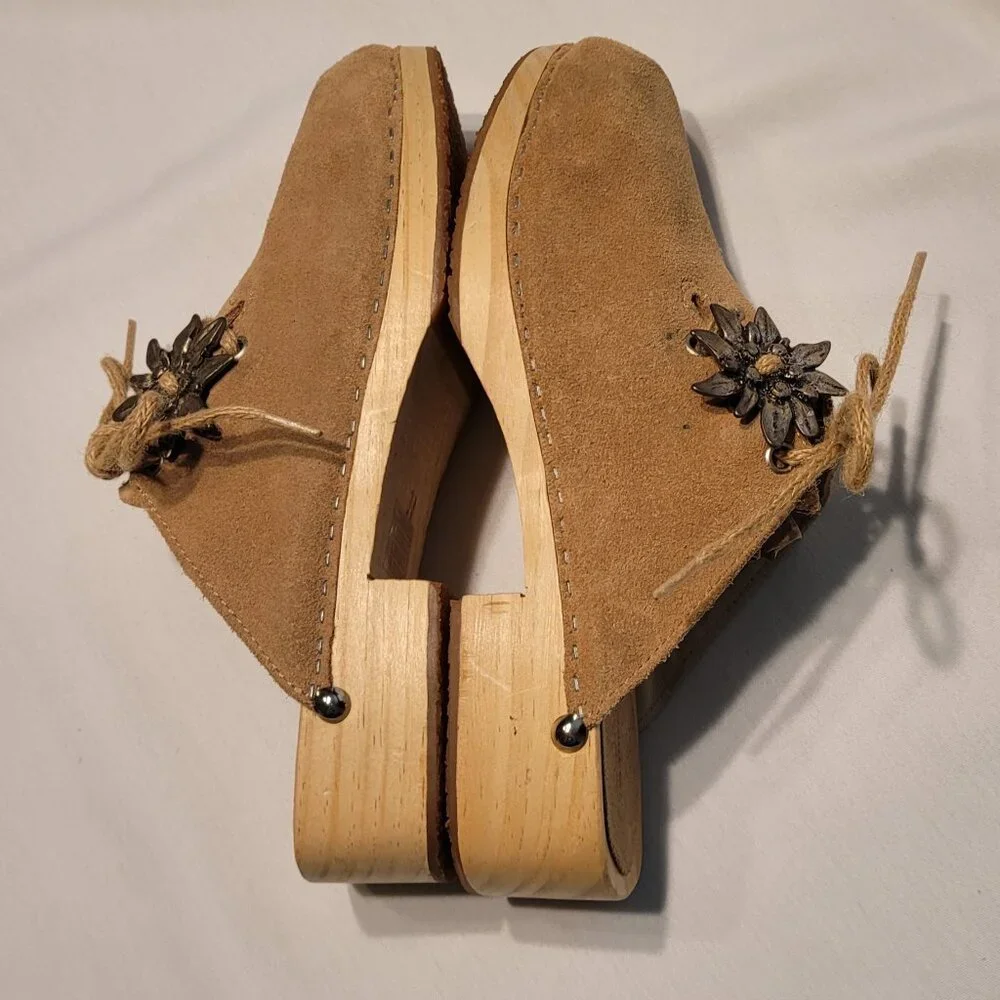 Landhaus C&A Naturally Tan Suede Clog Edelweiss Size US 8.5, EU 39 - Picture 5 of 9